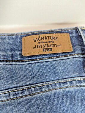 Levis Signature Womens Size 22W Short Blue Mid-Rise Slim Cuffed Denim Jeans
